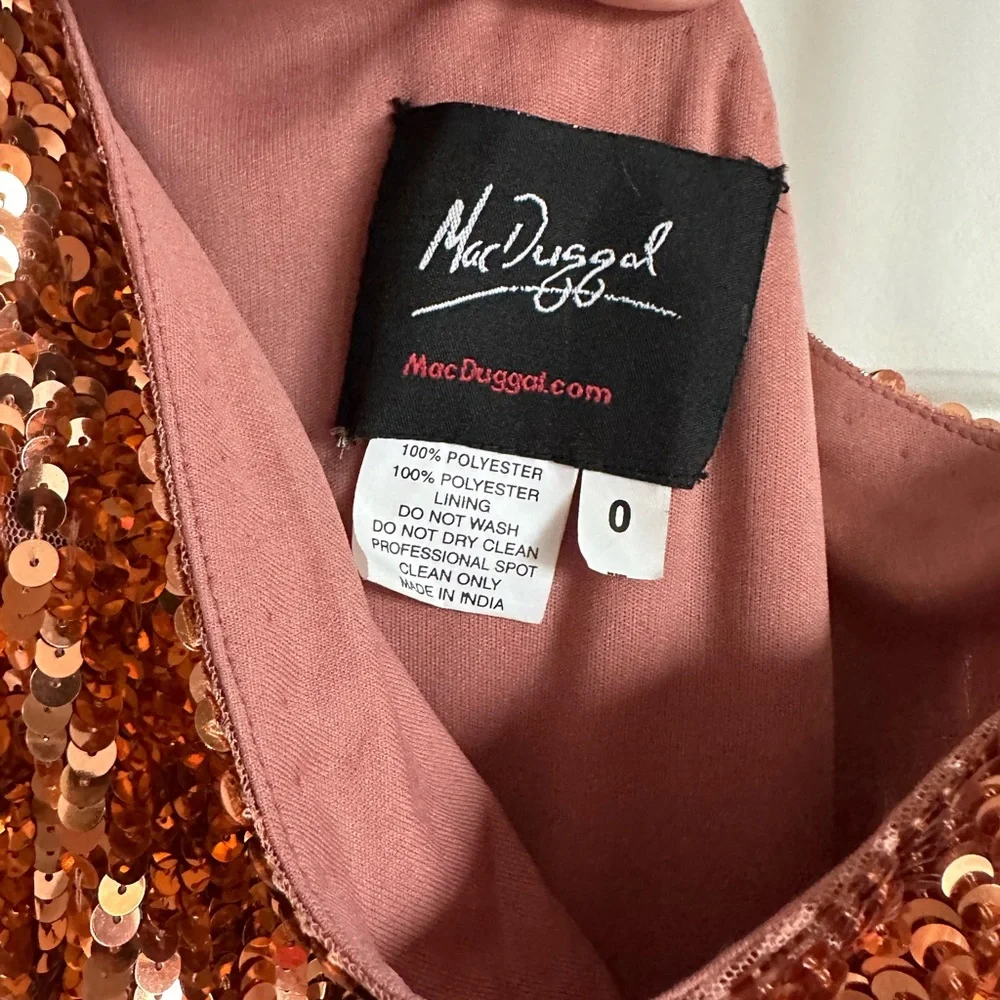 Mac‎ Duggal Sequined One Sleeve Column Gown- Copper